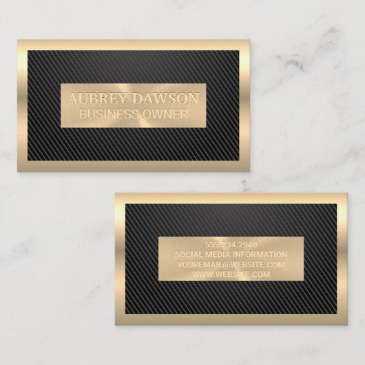 Gold Metallic | Carbon Fiber Pattern Visitekaartje (Voorkant / Achterkant)