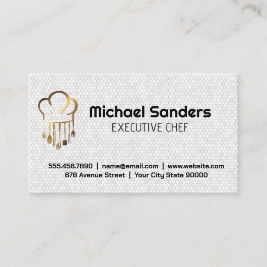 Gold Metallic Chef Logo | Cultuur Visitekaartje (Voorkant)