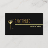 Gold Metallic Cocktail Logo Bartender Visitekaartje (Voorkant)