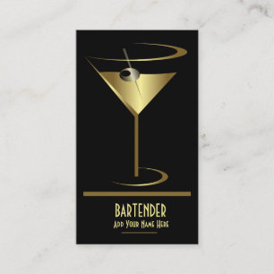 Gold Metallic Cocktail Logo Bartender Visitekaartje