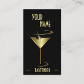 Gold Metallic Cocktail Martini Bartender Visitekaartje (Voorkant)