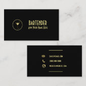 Gold Metallic Cocktail Martini Bartender Visitekaartje (Voorkant / Achterkant)