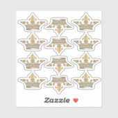 Gold Metallic Crown Fleur de Lis Formal Wedding Sticker (Vel)