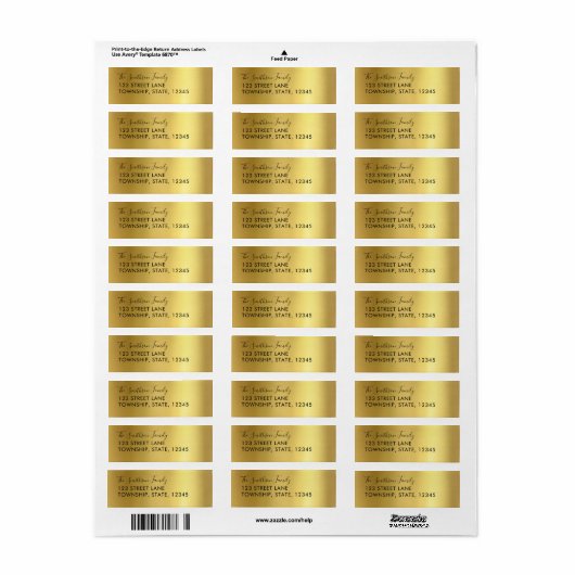 Gold Metallic Custom Return-adreslabels Etiket (Full Sheet)