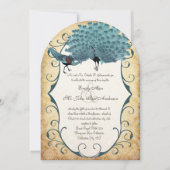 Gold Metallic-Damask Peacock Kaart (Voorkant)