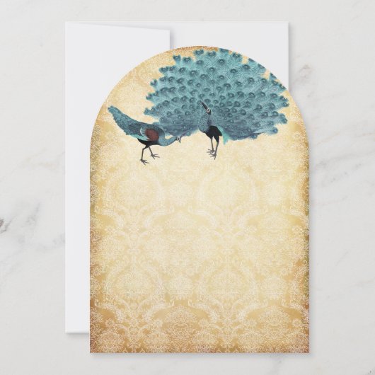 Gold Metallic-Damask Peacock Kaart (Achterkant)