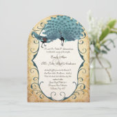 Gold Metallic-Damask Peacock Kaart (Staand voorkant)