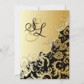 Gold Metallic Damask Romantic Swirl Kaart (Achterkant)