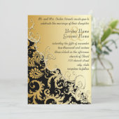 Gold Metallic Damask Romantic Swirl Kaart (Staand voorkant)