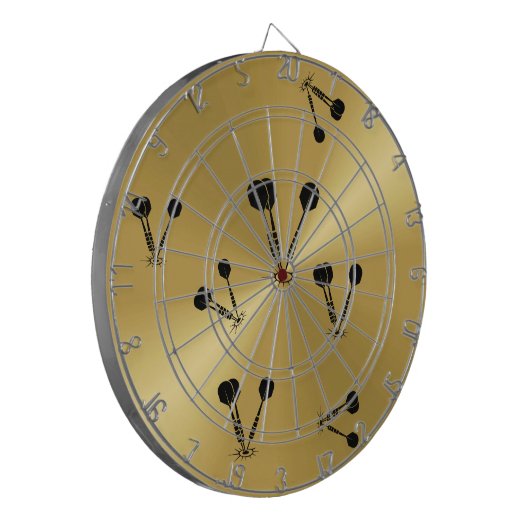 Gold Metallic Dart Board Dartbord (Voorkant Links)
