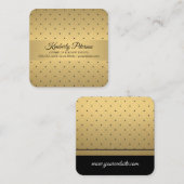Gold Metallic/Diamond Dot Pattern II Vierkante Visitekaartje (Voorkant / Achterkant)