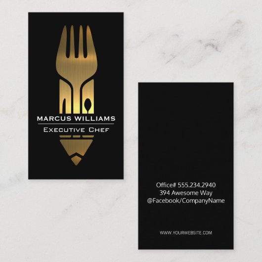 Gold Metallic Dinnerware Visitekaartje (Voorkant / Achterkant)