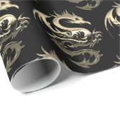 Gold Metallic Dragon Cadeaupapier (Rol Hoek)