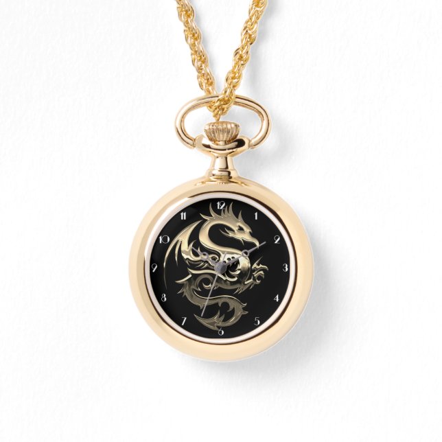 Gold Metallic Dragon Horloge (Voorkant)