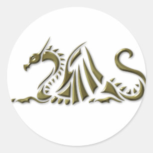 Gold Metallic Dragon Ronde Sticker