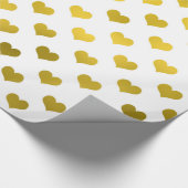 Gold Metallic Faux Foil Hearts Polka Dot Heart Cadeaupapier (Hoek)