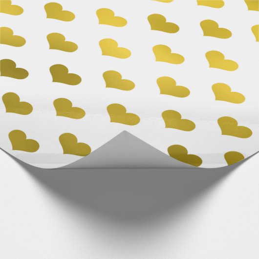 Gold Metallic Faux Foil Hearts Polka Dot Heart Cadeaupapier (Hoek)