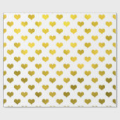 Gold Metallic Faux Foil Hearts Polka Dot Heart Cadeaupapier (Vlak)