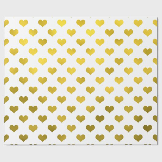Gold Metallic Faux Foil Hearts Polka Dot Heart Cadeaupapier (Vlak)