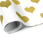 Gold Metallic Faux Foil Hearts Polka Dot Heart Cadeaupapier (Rol Hoek)
