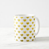 Gold Metallic Faux Foil Hearts Polka Dot Heart Koffiemok (Voorkant rechts)