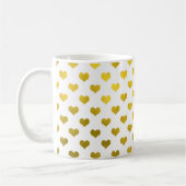 Gold Metallic Faux Foil Hearts Polka Dot Heart Koffiemok (Links)