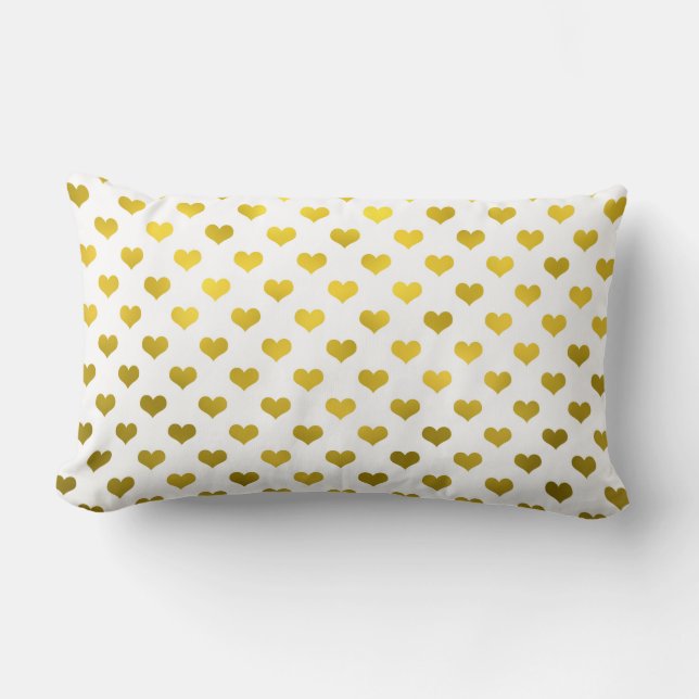 Gold Metallic Faux Foil Hearts Polka Dot Heart Kussen (Voorkant)