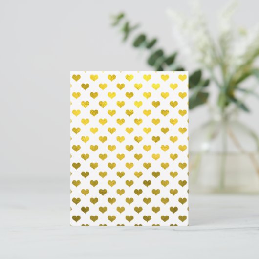 Gold Metallic Faux Foil Hearts Polt Heart Briefkaart (Staand voorkant)