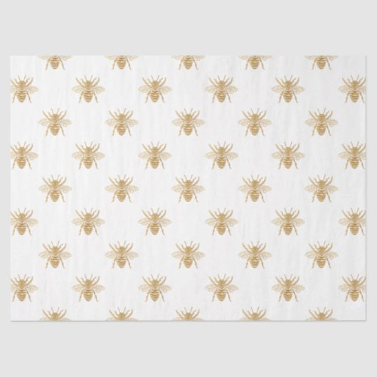 Gold Metallic Faux Foil Photo-effect bijen op wit Tissuepapier (Voorkant)