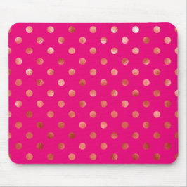 Gold Metallic Faux Foil Polka Pink Achtergrond Muismat