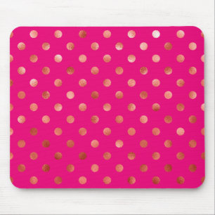 Gold Metallic Faux Foil Polka Pink Achtergrond Muismat