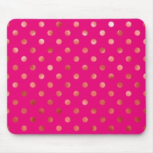 Gold Metallic Faux Foil Polka Pink Achtergrond Muismat (Voorkant)