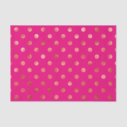 Gold Metallic Faux Foil Polka Pink Achtergrond Tissuepapier (Voorkant)