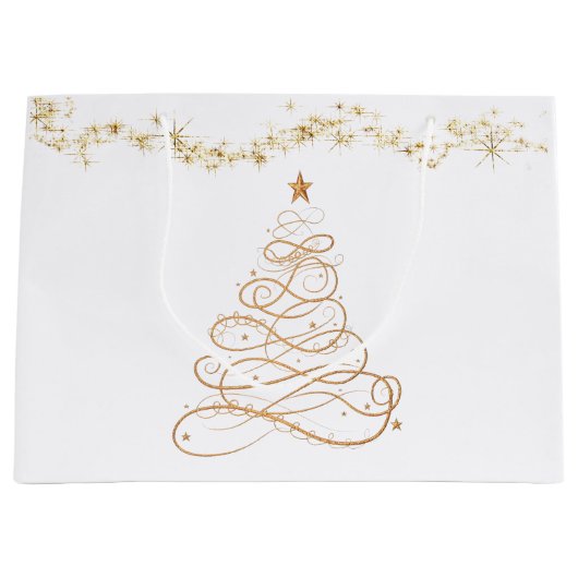 Gold Metallic Filigree kerstboom Groot Cadeauzakje (Voorkant)