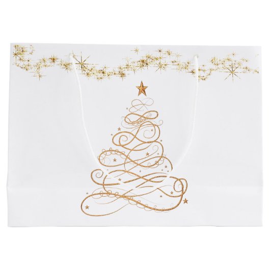 Gold Metallic Filigree kerstboom Groot Cadeauzakje (Achterkant)