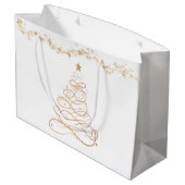 Gold Metallic Filigree kerstboom Groot Cadeauzakje (Achterkant Gekanteld)