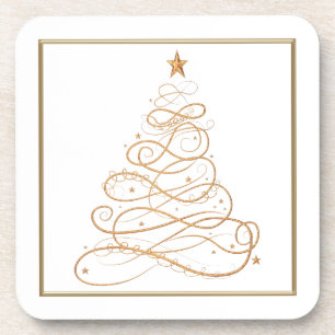 Gold Metallic Filigree kerstboom Onderzetter
