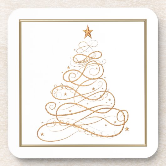 Gold Metallic Filigree kerstboom Onderzetter (Voorkant)