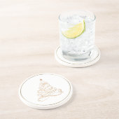 Gold Metallic Filigree kerstboompatroon Zandsteen Onderzetter (Zijkant)