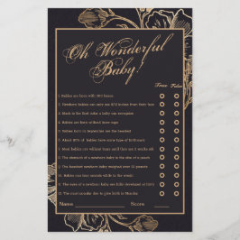 Gold Metallic Floral Arrangement Bridal Showe Game