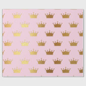 Gold Metallic Foil Crown Crowns Pink Royal Modern Cadeaupapier (Vlak)