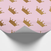 Gold Metallic Foil Crown Crowns Pink Royal Modern Cadeaupapier (Hoek)