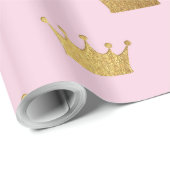 Gold Metallic Foil Crown Crowns Pink Royal Modern Cadeaupapier (Rol Hoek)