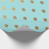 Gold Metallic Foil Polka Dots Blauwgroen Aqua Mode Cadeaupapier (Hoek)