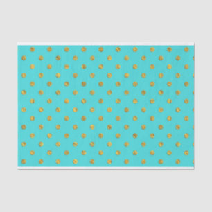 Gold Metallic Foil Polka Dots Blauwgroen Aqua Mode Tissuepapier