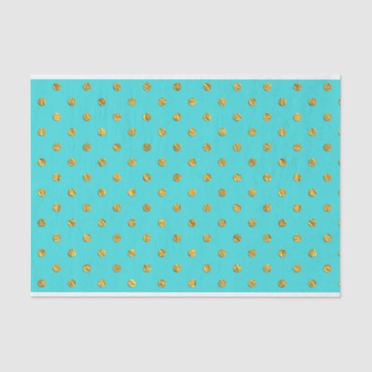 Gold Metallic Foil Polka Dots Blauwgroen Aqua Mode Tissuepapier (Voorkant)