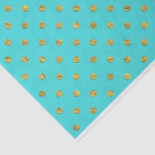 Gold Metallic Foil Polka Dots Blauwgroen Aqua Mode Tissuepapier (Detail)