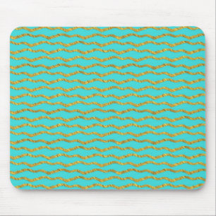 Gold Metallic Foil Zee Stripes Blauwgroen Aqua Mod Muismat