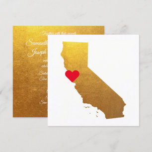 Gold Metallic Folie California Wedding Kaart