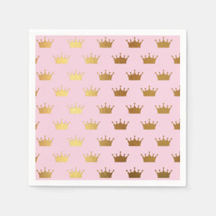 Gold Metallic Folie Crown Crowns Pink Royal Modern Servet